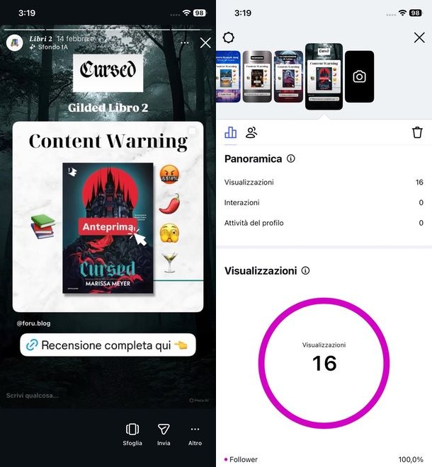 visualizzazioni storie in evidenza Instagram