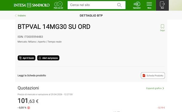 Acquistare BTP online Intesa Sanpaolo
