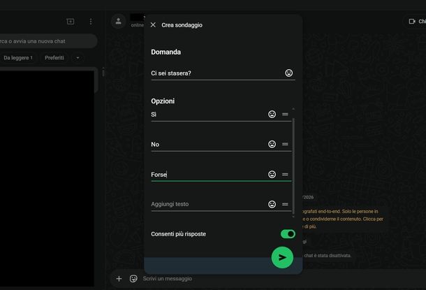 Fare sondaggi su WhatsApp Windows