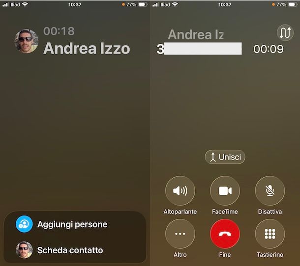 Fare chiamate a tre con iPhone