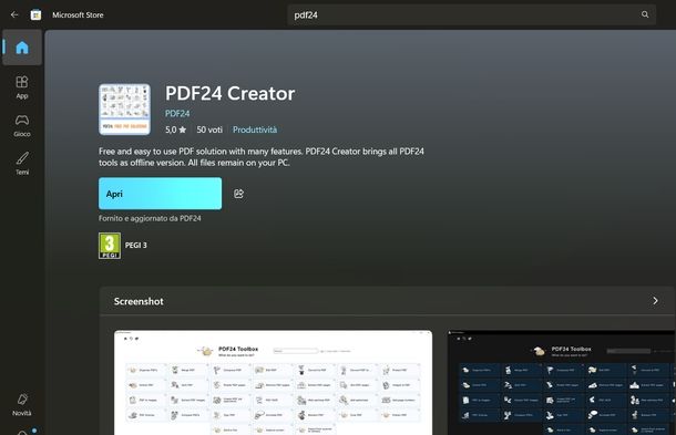 Convertire PDF in JPG PDF24 Creator Windows