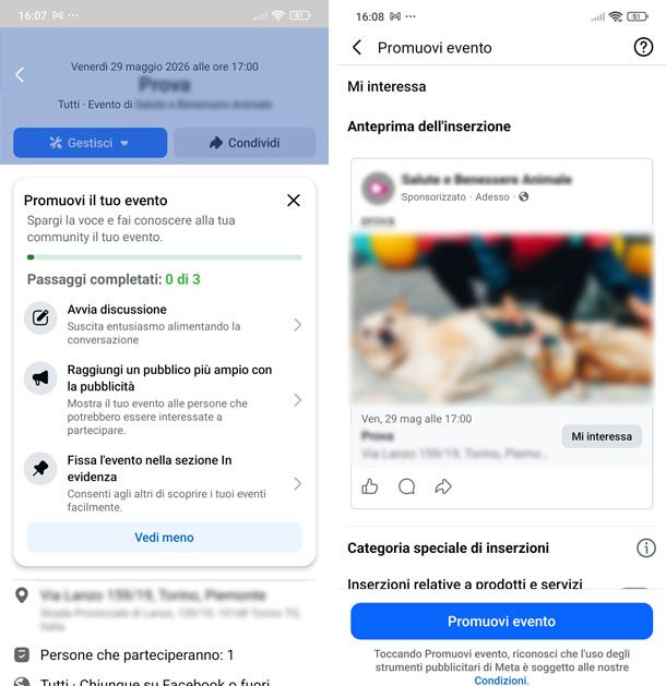 Sponsorizzare un evento su Facebook da smartphone e tablet