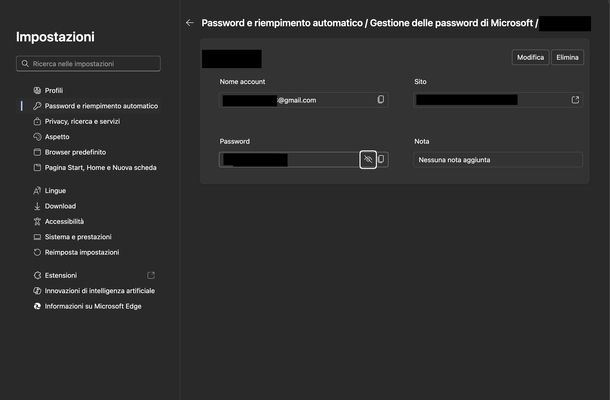 Vedere password salvate Microsoft Edge PC