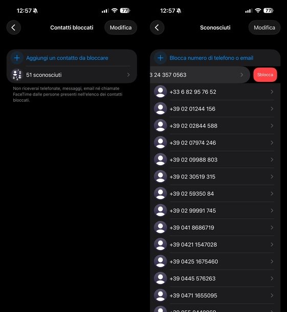 Sbloccare contatto bloccato iOS