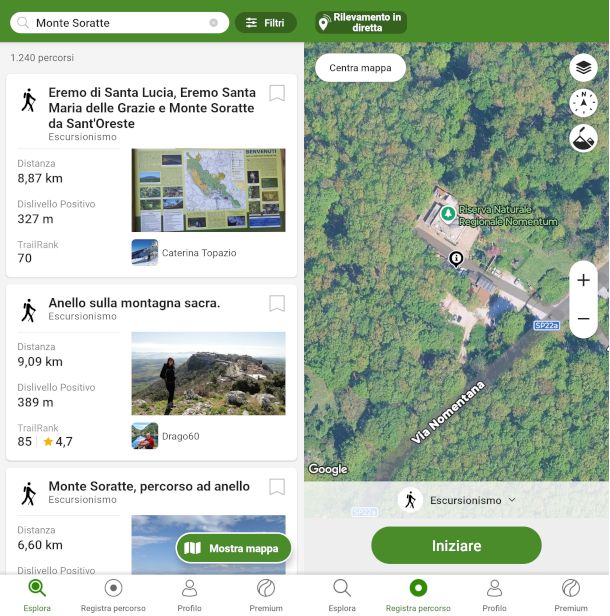 schermate app Wikiloc
