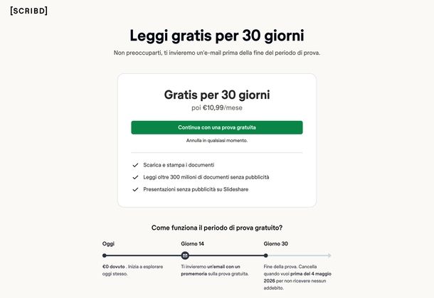 Scaricare PDF da Scribd prova gratuita