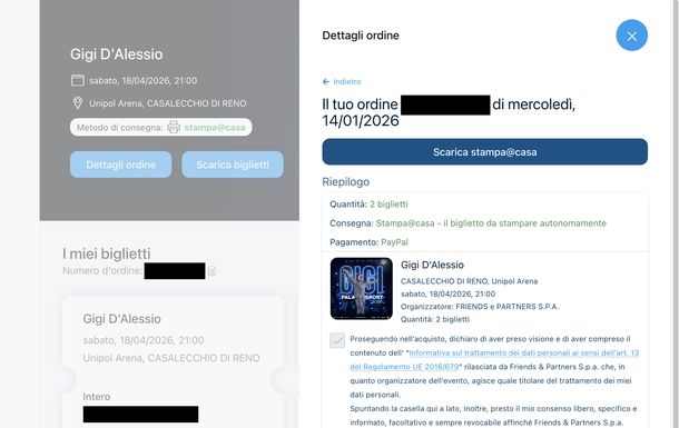 Stampare biglietti TicketOne