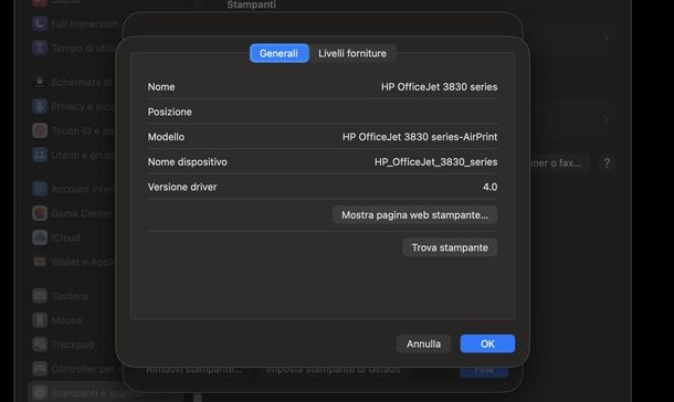 Trovare indirizzo IP stampante macOS