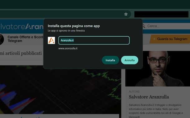 Creare collegamento sul desktop di pagina Web Chrome PC