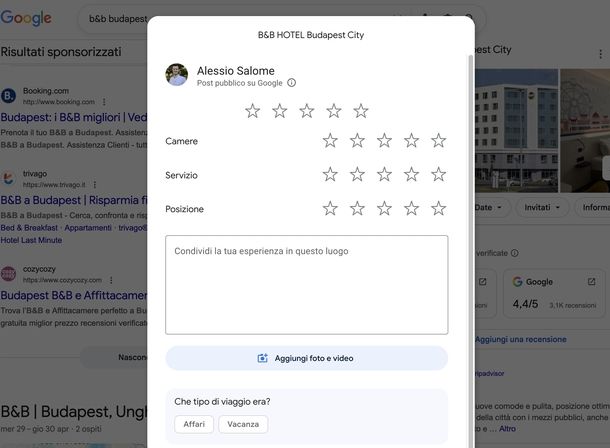Pubblicare recensione su Google