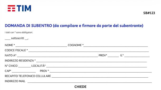 Subentro Telecom per decesso