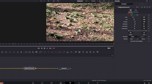 sezione Fusion interfaccia DaVinci Resolve