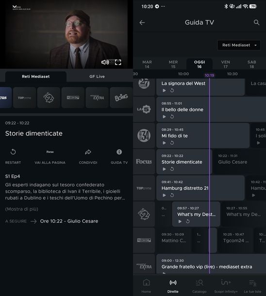 Rivedere programmi Focus app