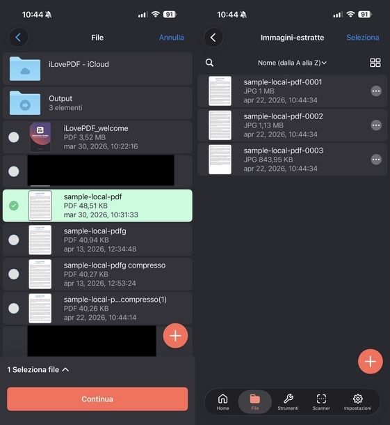 Convertire PDF in JPG iLovePDF iOS