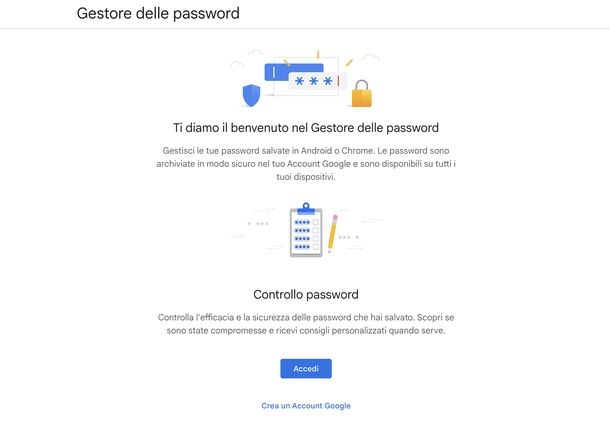 Vedere password salvate Google