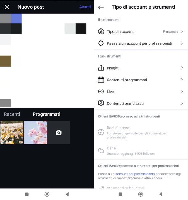 dove vedere i post programmati Instagram app