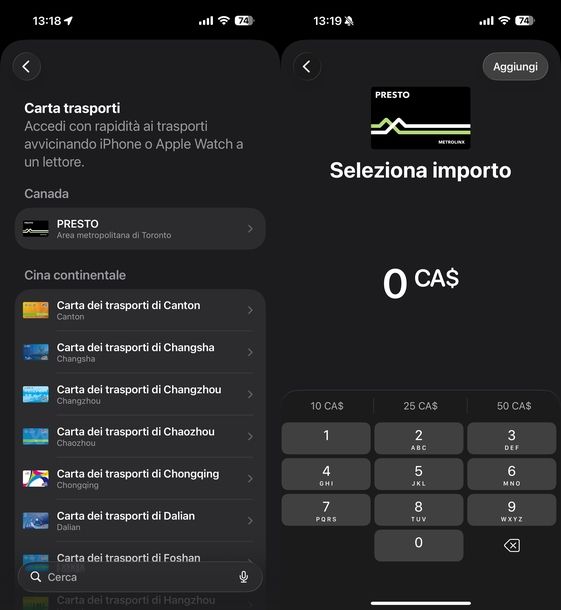 Aggiungere carta trasporti su Apple Wallet