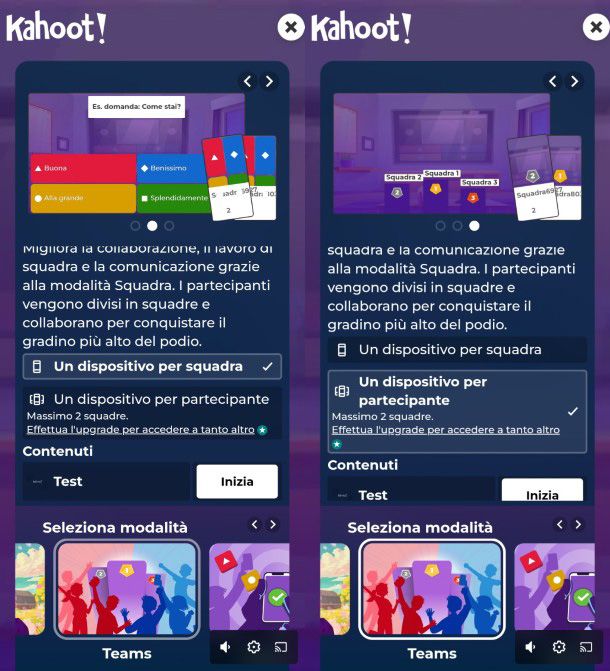 App Kahoot! gioco a squadre