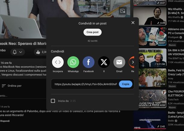 Come trovare URL di video YouTube Web