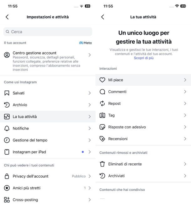 Come togliere like su Instagram