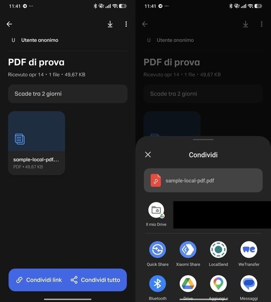 Scaricare file WeTransfer via app Android