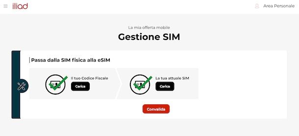 Richiedere eSIM iliad