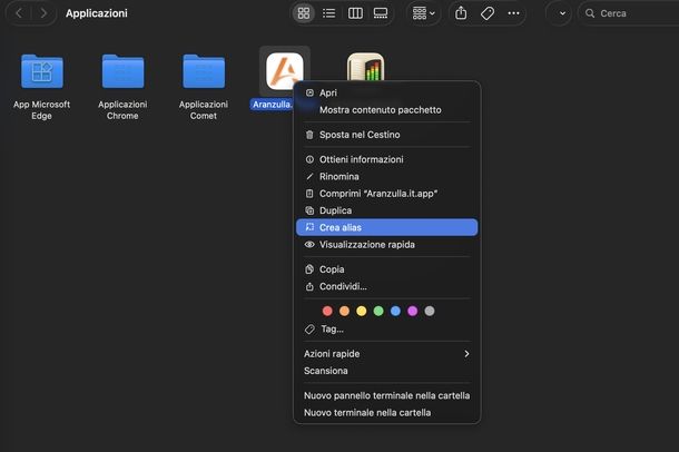 Creare collegamento sul desktop di pagina Web Safari macOS