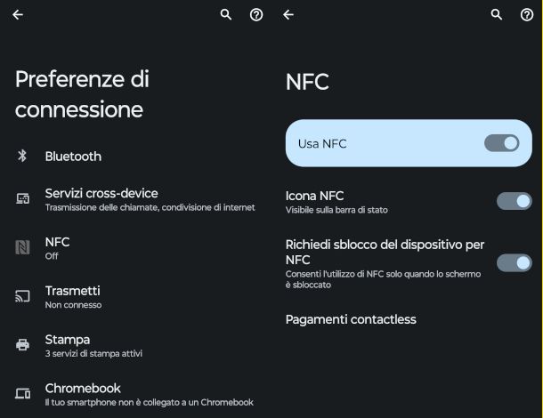 attivazione NFC su Android