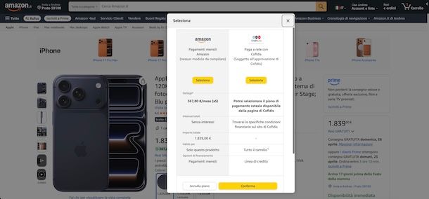 Pagamento rateale Amazon
