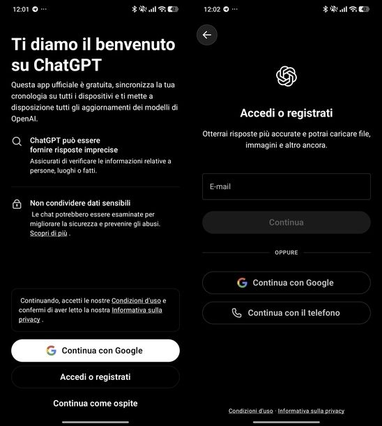 Accedere a ChatGPT gratis Android