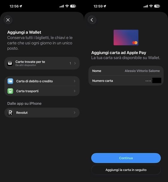 Aggiungere carta pagamento su Apple Wallet