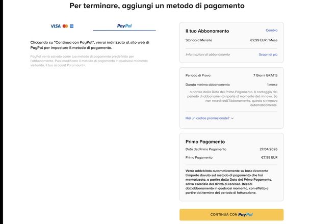 Attivare Paramount+ Web