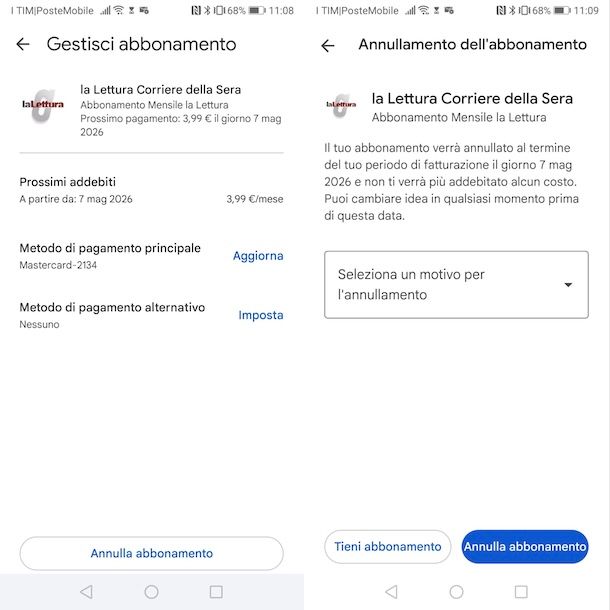 Disdire abbonamento Corriere della Sera online