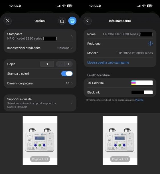 Trovare indirizzo IP stampante iOS