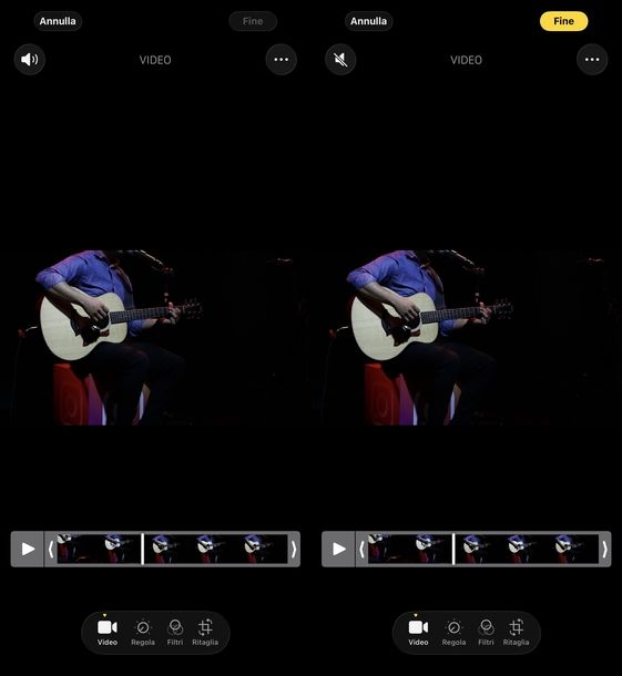 Togliere audio da video Apple Foto