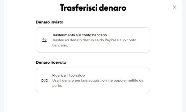 Trasferimento PayPal conto