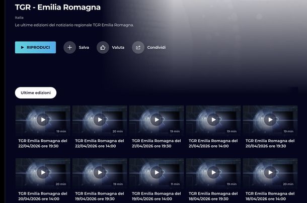 Rivedere Tg3 regionale sito RaiPlay