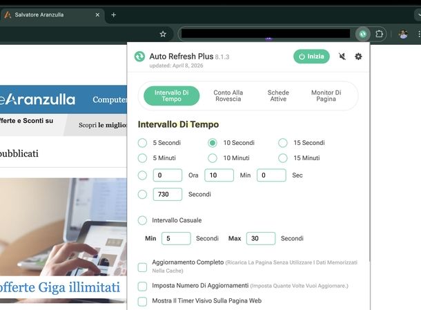 Estensione Auto Refresh Plus Google Chrome
