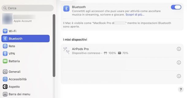 Collegamento Bluetooth Mac