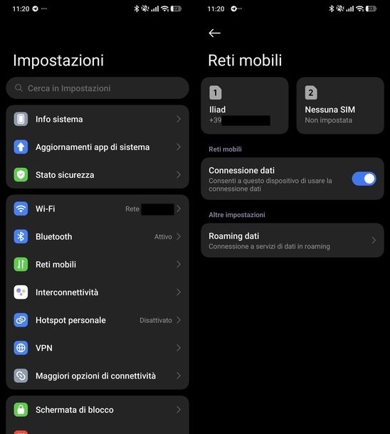 Attivare connessione dati Android