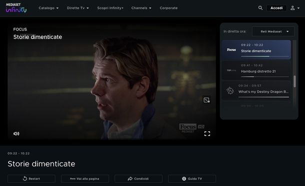 Rivedere programmi Focus Web