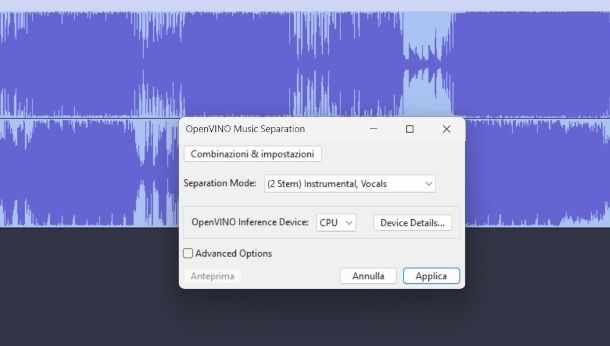 impostazioni plugin OpenVINO