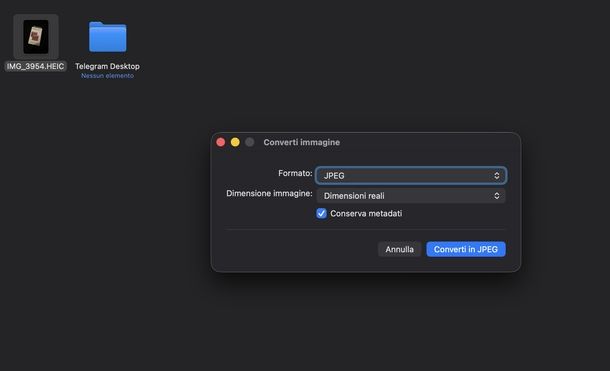 Cambiare estensione file da HEIC a JPG macOS