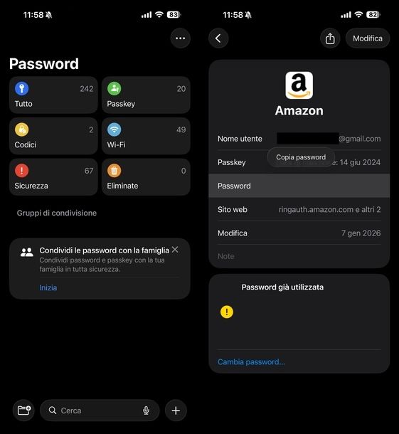 Vedere password salvate iPhone