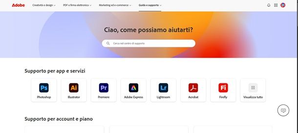 adobe assistenza