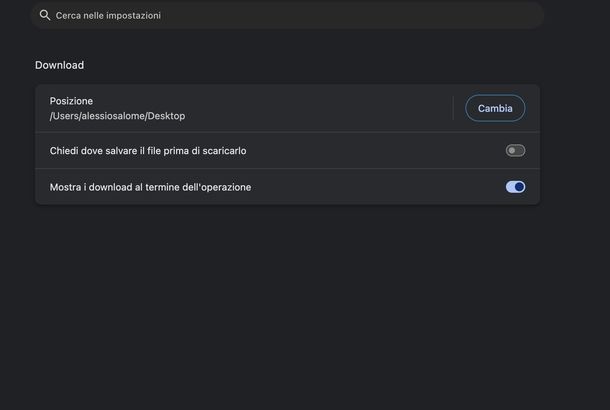 Modificare cartella download Google Chrome