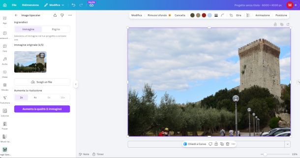 miglioramento immagini su Canva