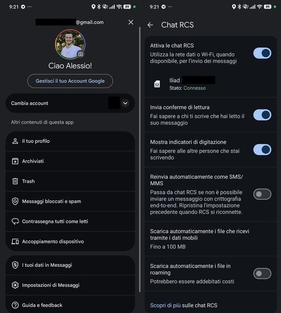 Attivare conferma lettura SMS Messaggi Google Android