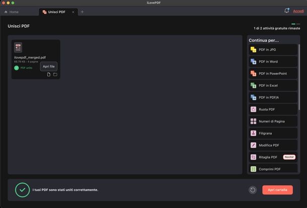 Unire PDF gratis iLovePDF macOS