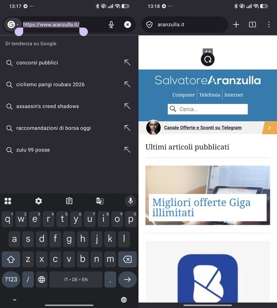Aggiornare pagina Web Mozilla Firefox Android